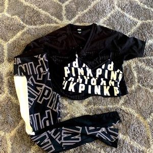 VS PINK LOGO SET 💕 top bralette & leggings!